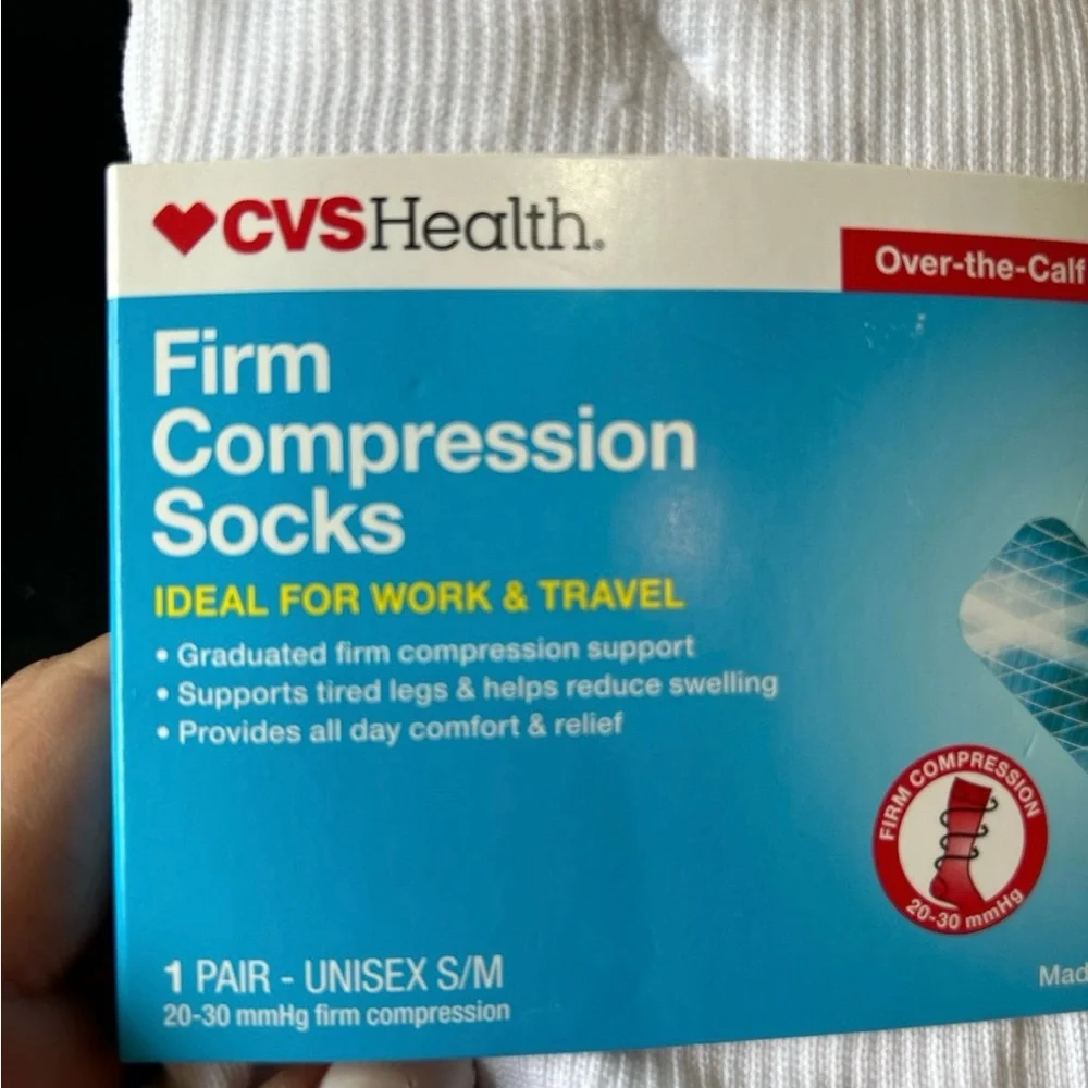 New Compression socks  over calf firmess unisex S/M. white